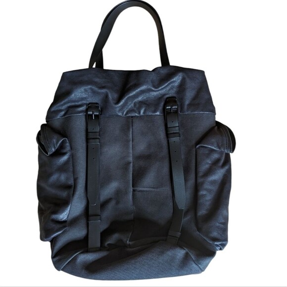 Cote et Ciel Saar black waxed canvas backpack tote main image 4